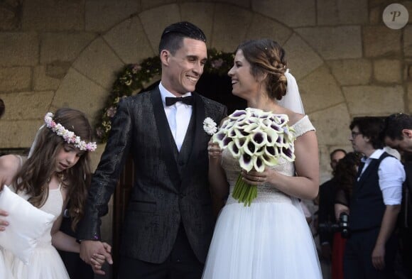 José Callejón et Marta Ponseti lors de leur mariage à Torrelodones, à Madrid le 19 juin 2015