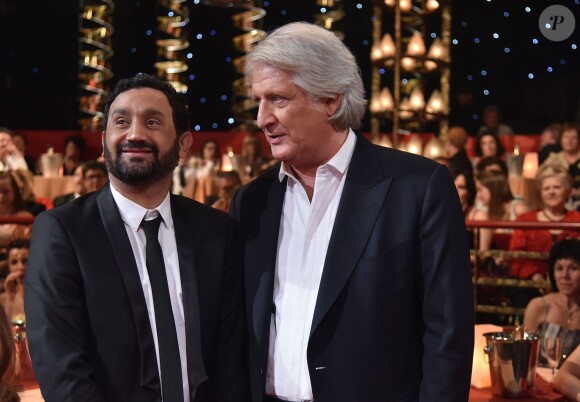 Exclusif - Cyril Hanouna et Patrick Sébastien sur le tournage du Plus grand cabaret du monde, le 28 avril 2015 (diffusion le 26 juin 2015 sur France 2).