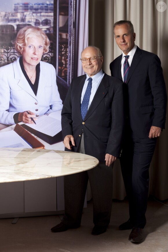 Alain Pompidou et Bernard de La Villardière - Présentation des nouveaux ambassadeurs et ambassadrices people de la fondation Claude Pompidou. Juin 2015.