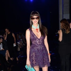 Frédérique Bel assiste au défilé Zuhair Murad (collection haute couture automne-hiver 2015-2016) au Palais de Tokyo. Paris, le 9 juillet 2015.