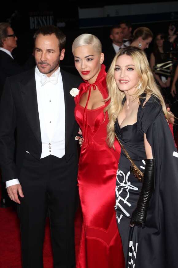 Tom Ford, Rita Ora et Madonna au Met Gala à New York, le 4 mai 2015.