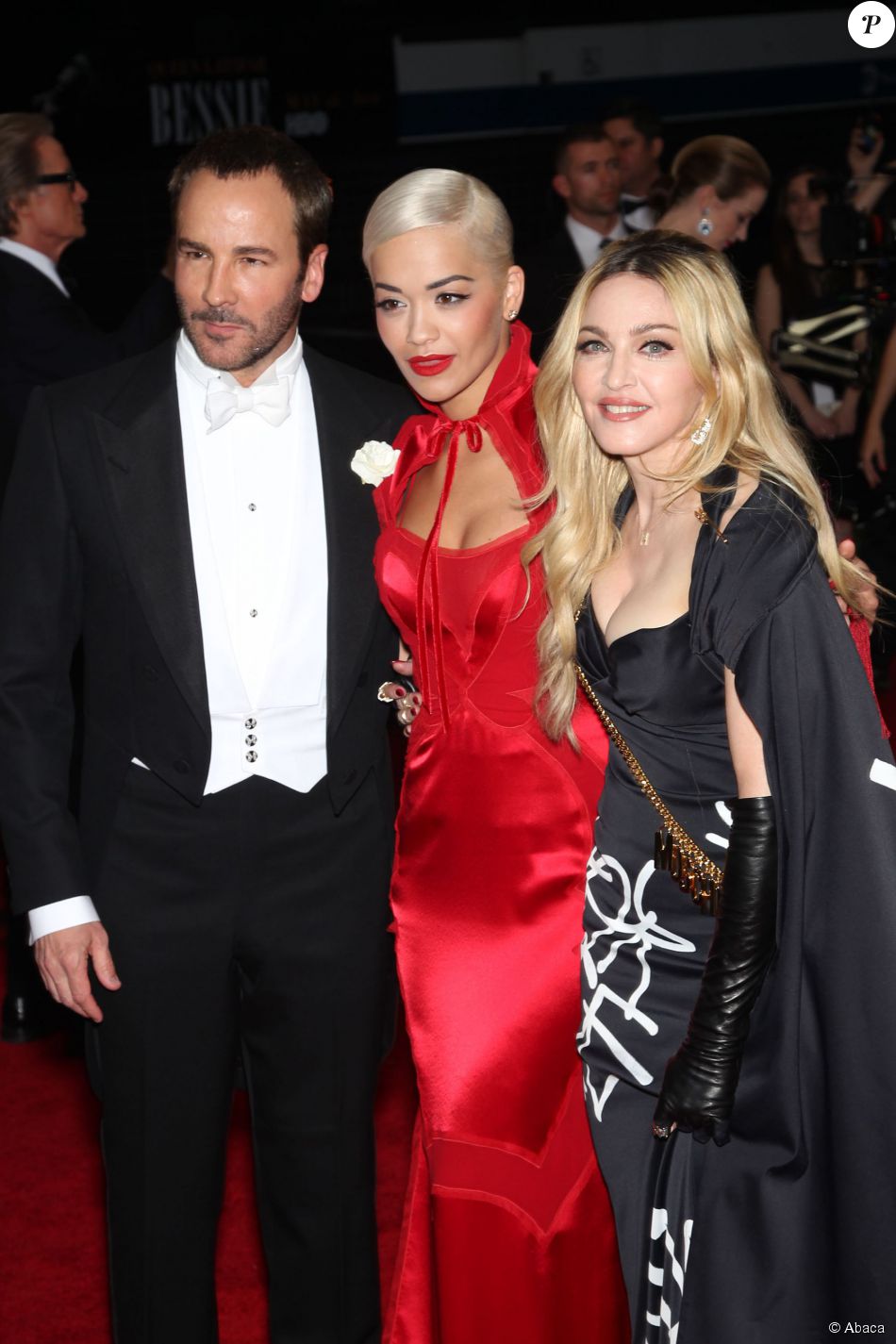 Tom Ford, Rita Ora et Madonna au Met Gala à New York, le 4 mai 2015. -  Purepeople