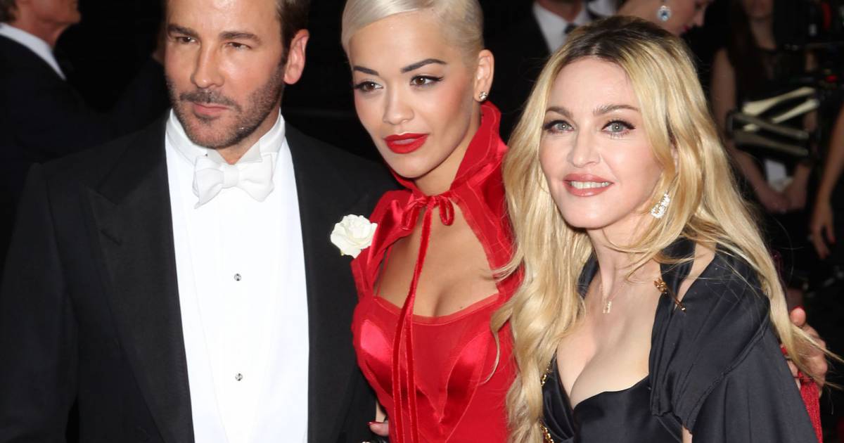 Tom Ford, Rita Ora et Madonna au Met Gala à New York, le 4 mai 2015. -  Purepeople