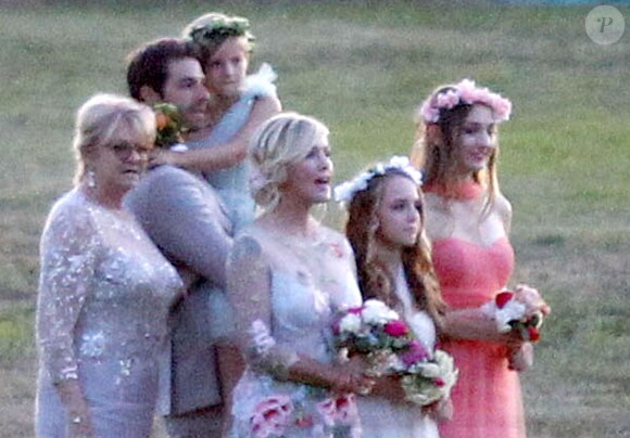Exclusif - Fiona, Lola et Luca Facinelli - Mariage de Jennie Garth et David Abrams dans son ranch à Santa Ynez, le 11 juillet 2015.