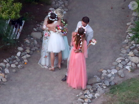 Exclusif - Fiona, Lola et Luca Facinelli - Mariage de Jennie Garth et David Abrams dans son ranch à Santa Ynez, le 11 juillet 2015.