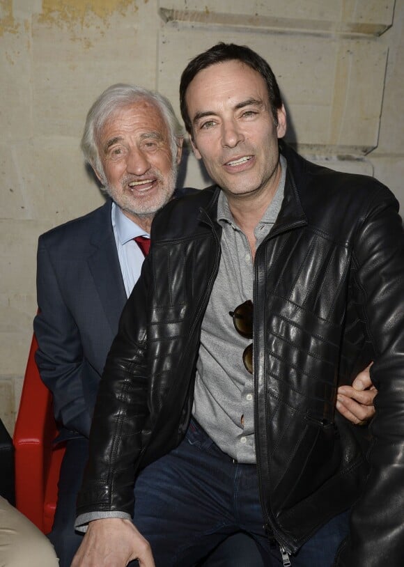 Jean-Paul Belmondo et Anthony Delon - Soirée du cinquième anniversaire du musée Paul Belmondo à Boulogne-Billancourt le 13 avril 2015.