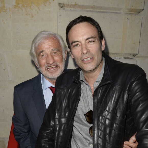 Jean-Paul Belmondo et Anthony Delon - Soirée du cinquième anniversaire du musée Paul Belmondo à Boulogne-Billancourt le 13 avril 2015.