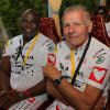 Exclusif - Basile Boli, Patrick Poivre d'Arvor - Course par équipe "étape du coeur" avec Mécénat Chirurgie Cardiaque sur le Tour de France au départ de Vannes le 12 juillet 2015.