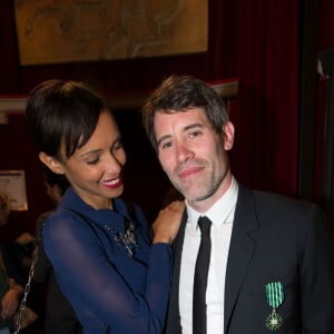 Exclusif - Sonia Rolland et son compagnon Jalil Lespert - Jalil Lespert est décoré Chevalier dans l'Ordre des Arts et des Lettres par Yannick Bolloré lors d'une cérémonie organisée au cinéma Mac Mahon à Paris, le 9 juin 2015.