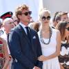 Pierre Casiraghi et Beatrice Borromeo à Monaco le 11 juillet 2015 lors des célébrations des 10 ans de règne du prince Albert II, sur la place du palais princier où ils se marieront civilement le 25 juillet