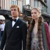 Exclusif - Pierre Casiraghi et Beatrice Borromeo au mariage de Noor Farès et Alexandre Khawam en l'église Sainte-Catherine de Honfleur, le 13 juin 2015.