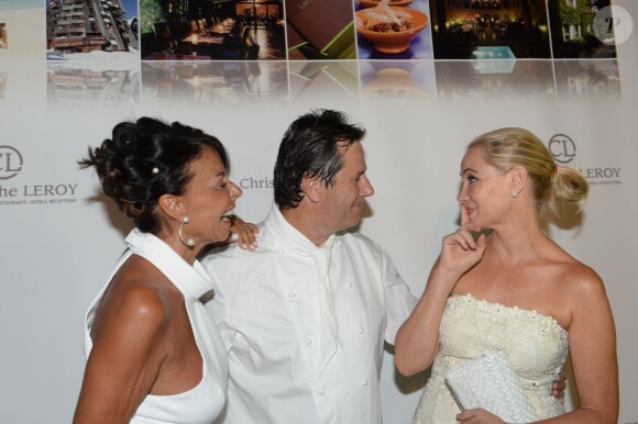 Exclusif - Christophe Leroy et sa femme Fabienne, Emmanuelle Béart - 20e édition de la soirée Blanche aux Moulins de Ramatuelle à Saint-Tropez le 12 juillet 2015.