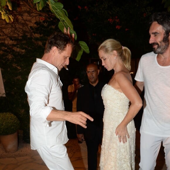 Exclusif - Charles Berling, Emmanuelle Béart et son compagnon Frédéric - 20e édition de la soirée Blanche aux Moulins de Ramatuelle à Saint-Tropez le 12 juillet 2015.