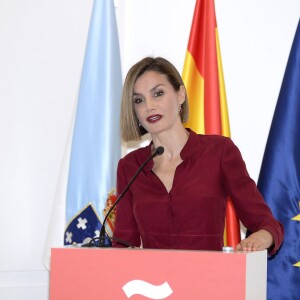 La reine Letizia d'Espagne lors de l'assemblée annuelle des directeurs de l'Institut Cervantes à Saint-Jacques de Compostelle le 21 juillet 2015