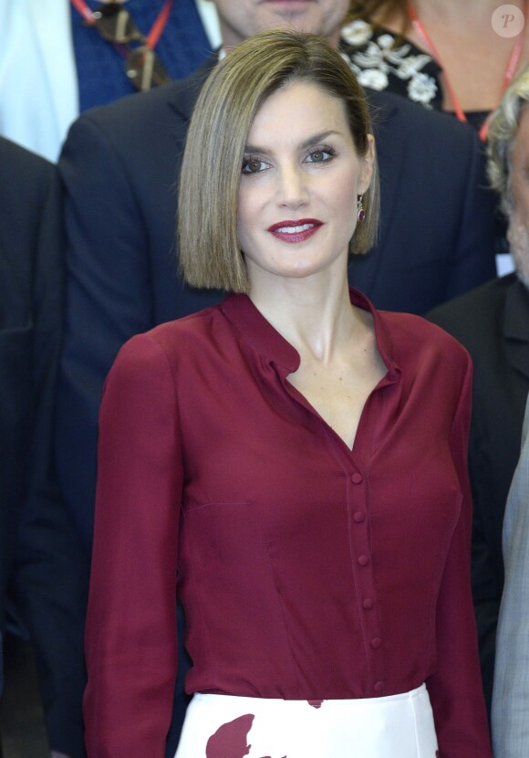 La reine Letizia d'Espagne lors de l'assemblée annuelle des directeurs de l'Institut Cervantes à Saint-Jacques de Compostelle le 21 juillet 2015