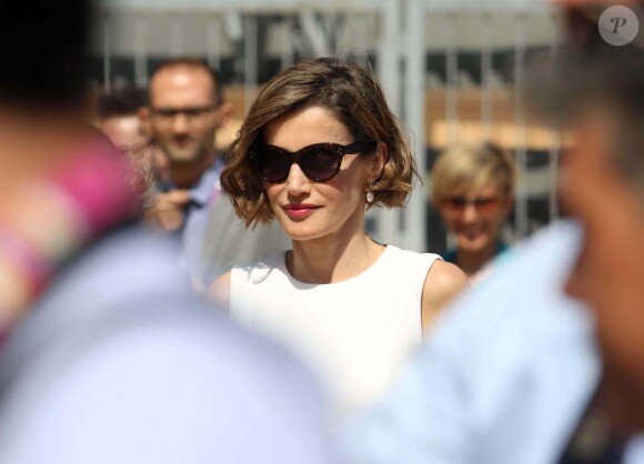 La reine Letizia d'Espagne visitant le 23 juillet 2015 l'Exposition Universelle de Milan, où elle s'est rendue en tant qu'Ambassadrice spéciale de l'Organisation des Nations unies pour l'alimentation et l'agriculture (FAO) pour la nutrition.