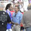 Chrisitian Karembeu et Bernard Montiel - Match amical de foot et rugby entre le RC Toulon et l'équipe de France 98 au stade Mayol à Toulon, au profit de l'association de Pascal Olmeta "Un sourire, un espoir pour la vie" le 28 juillet 2015