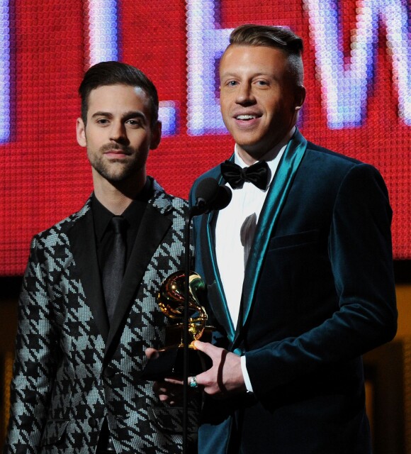 Macklemore et Ryan Lewis lors des Grammy Awards lors des 56e Grammy Awards au Staples Center de Los Angeles, le 26 janvier 2014