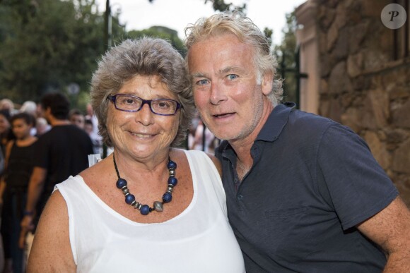 Franck Dubosq et Jacqueline Franjou au spectacle Madame Foresti durant le 31e Festival de Ramatuelle, le samedi 1er août 2015.  