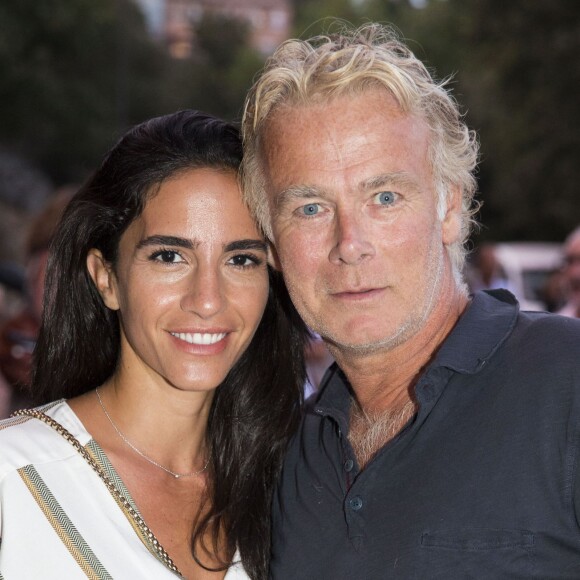 Franck Dubosc et son épouse Daniele au spectacle Madame Foresti durant le 31e Festival de Ramatuelle, le samedi 1er août 2015.  