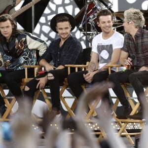 Harry Styles, Liam Payne, Niall Horan and Louis Tomlinson (One Direction) donnent une interview lors du Good Morning America Summer Concert Series à Rumsey Playfield - Central Park, New York le 4 aout 2015