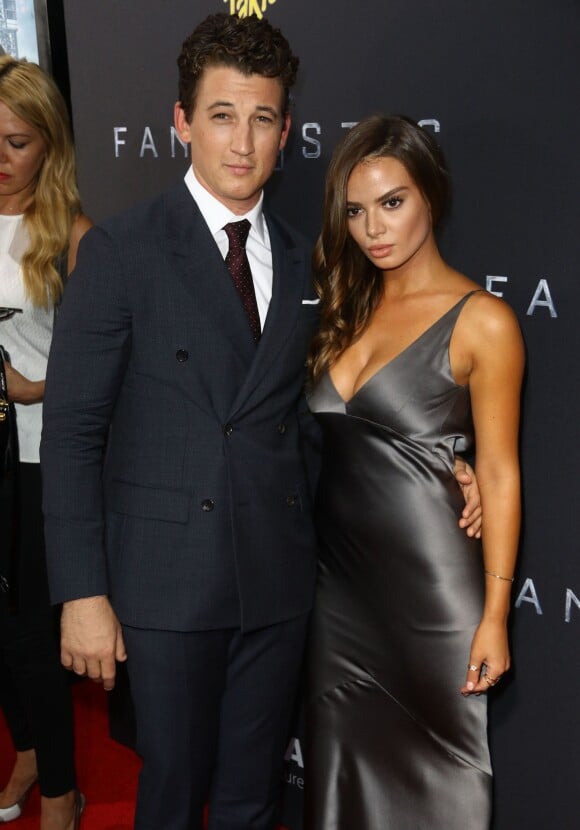 Miles Teller et sa petite amie Keleigh Sperry à la première du film 'Fantastic Four' à New York, le 4 août 2015