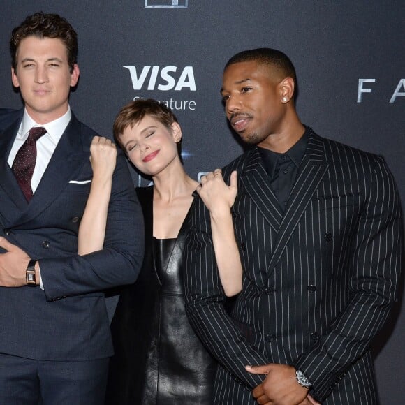 Jamie Bell, Miles Teller, Kate Mara et Michael B. Jordan à Brooklyn, New York le 4 août 2015.