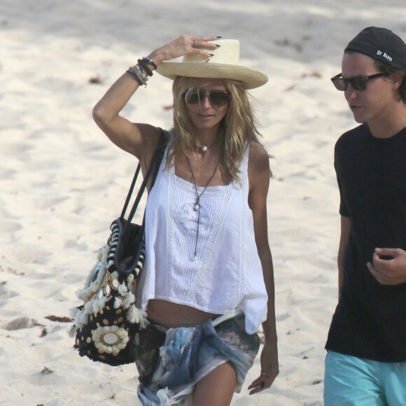 Exclusif - Heidi Klum et Vito Schnabel à la plage à Saint-Barthélémy le 31 décembre 2014 