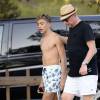 Exclusif - Boris Becker avec son fils Elias en vacances à Ibiza en Espagne le 26 juillet 2015.