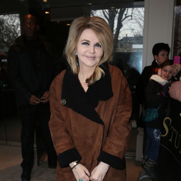 Exclusif - Nathalie Rheims - Arrivee des people sur l'enregistrement de l'emission "Vivement dimanche" a Paris le 22 janvier 2014. 