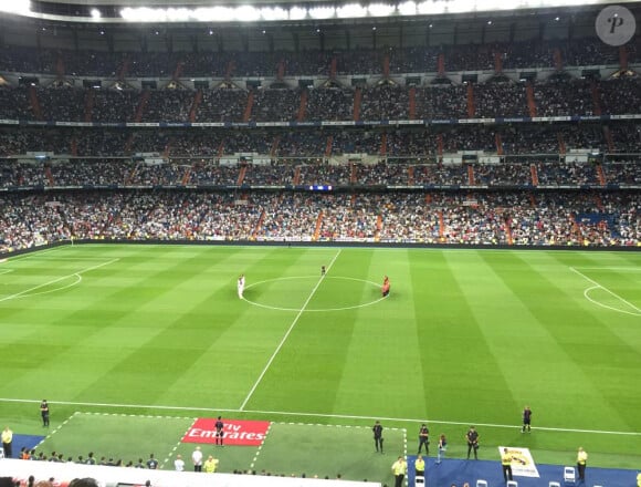 Minute de silence pour le père de Michel avant le match Real Madrid-Galatasaray le 18 août 2015 à Madrid.