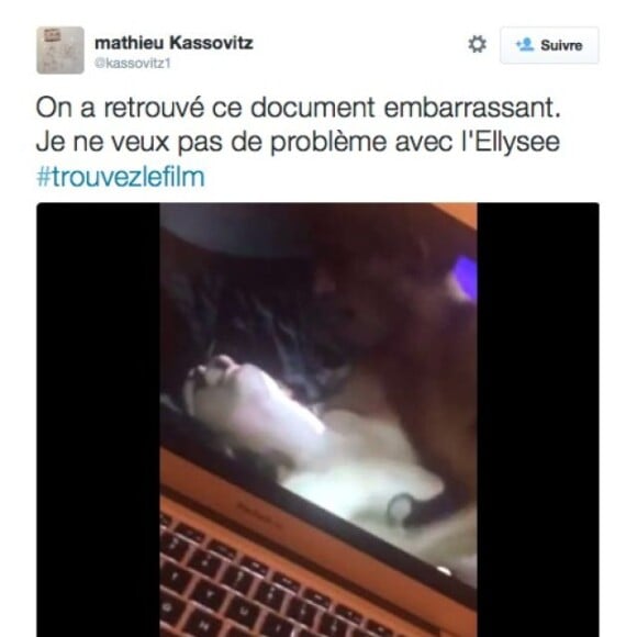 Capture d'écran du tweet désormais effacé de Mathieu Kassovitz, le 20 aout 2015.