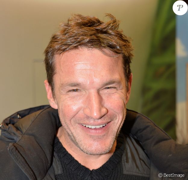 Benjamin Castaldi sur le plateau de la radio Europe 1 au salon international de l'Agriculture à Paris, le 25 février 2015.