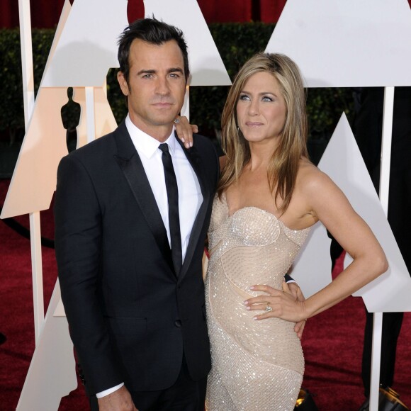 Justin Theroux, Jennifer Aniston - People à la 87ème cérémonie des Oscars à Hollywood, le 22 février 2015.  