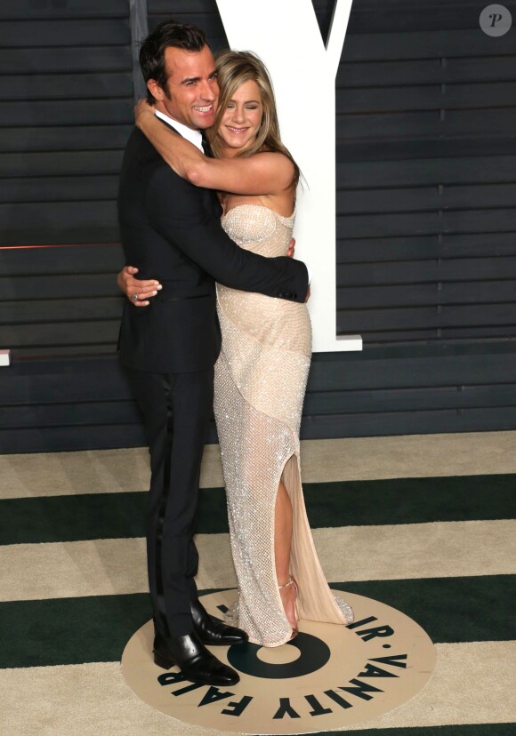 Justin Theroux, Jennifer Aniston - People à la 87ème cérémonie des Oscars à Hollywood, le 22 février 2015. 