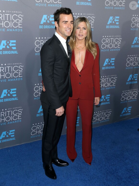 Justin Theroux et sa fiancée Jennifer Aniston - 20ème soirée annuelle des "Critics Choice Movie Awards" à Hollywood. Le 15 janvier 2015.  