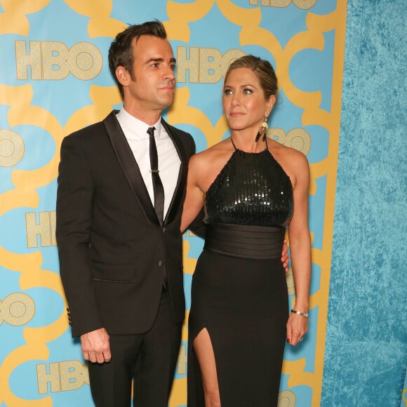 Justin Theroux et sa compagne Jennifer Aniston - People à la soirée "HBO Golden Globes" à Beverly Hills. Le 11 janvier 2015 