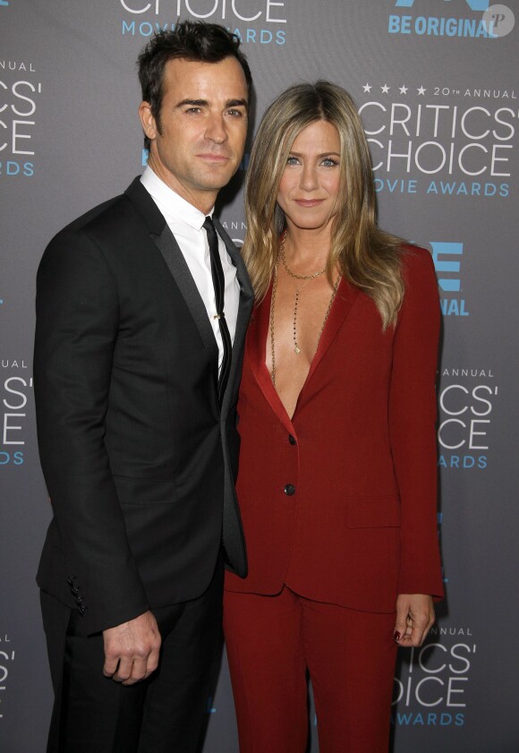 Jennifer Aniston et son fiancé Justin Theroux - La 20ème soirée annuelle des "Critics Choice Movie Awards" à Hollywood, le 15 janvier 2015. 