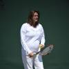 Amélie Mauresmo, enceinte, à Wimbledon le 9 juillet 2015. La championne française a accouché le 16 août 2015 de son premier enfant.