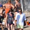 Exclusive - Carla, Nicolas Sarkozy et leur fille Giulia sur la plage du Cap Nègre le 14 juillet 2014.