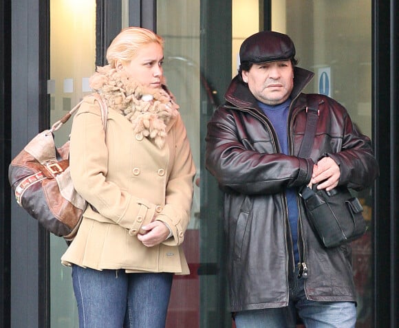 Diego Maradona et Claudia Villafane à Manchester le 18 mars 2010. 