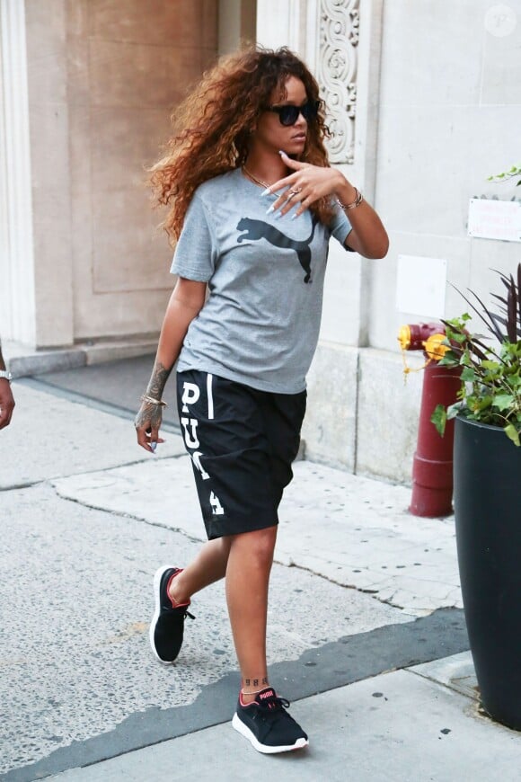 Rihanna, en tenue Puma, le 13 août 2015 à New York