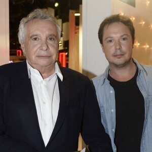 Michel Sardou et son fils Davy Sardou - Enregistrement de l'émission "Vivement Dimanche", le 8 octobre 2014.