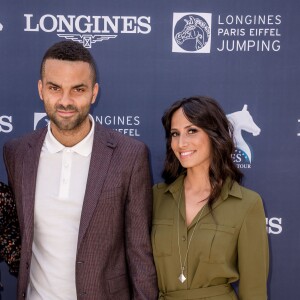 Exclusif - Tony Parker et sa femme Axelle Francine au Longines Paris Eiffel Jumping au Champ-de-Mars à Paris, le 5 juillet 2015.