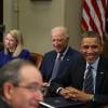 Barack Obama, Joseph Biden et Marissa Mayer à la Maison Blanche le 17 décembre 2013