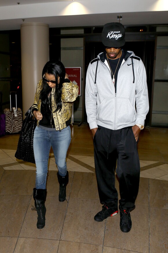 Nicki Minaj et Safaree Samuels à l'aéroport LAX de Los Angeles. Le 28 mars 2014.