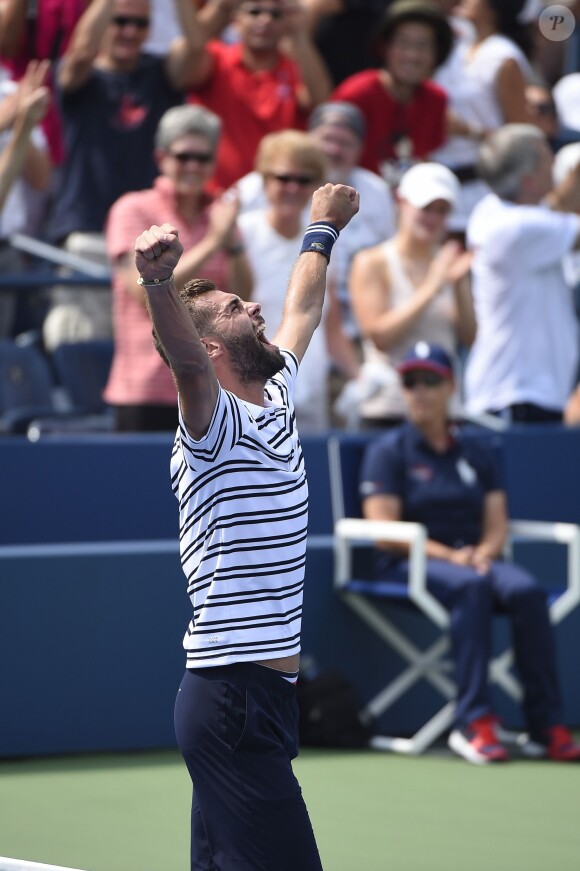 Benoît Paire après sa victoire sur Kei Nishikori au premier tour de l'US Open à l'USTA Billie Jean King National Tennis Center de Flushing à New York, le 31 août 2015