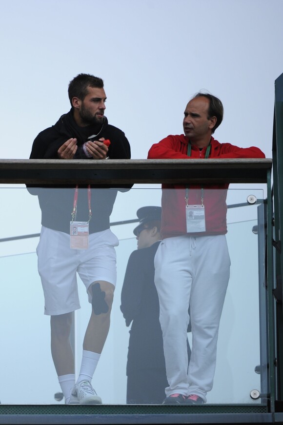 Benoît Paire et son coach Lionel Zimbler au All England Lawn Tennis and Croquet Club de Londres à l'occasion du tournoi de Wimbledon, le 28 juin 2013