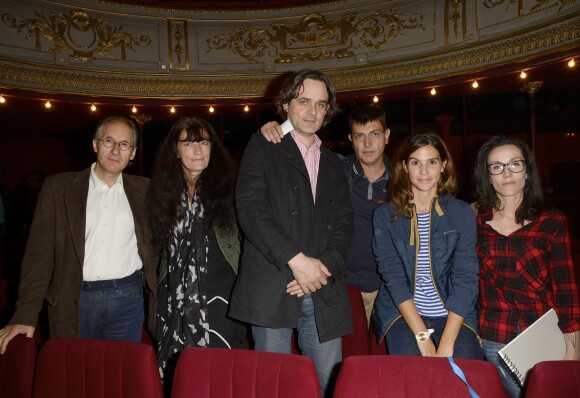 Membres de Charlie Hebdo, dont Riss (au centre) et la dessinatrice Coco (à droite) - Générale de la pièce "Je ne veux pas mourir idiot" de Georges Wolinski au théâtre Déjazet pour 30 representations exceptionnelles à Paris, le 4 septembre 2015.