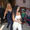 Kim Kardashian, enceinte, Kourtney, Khloé Kardashian et Kylie Jenner quittent le restaurant Cipriani Club 55 à New York. Le 14 septembre 2015.